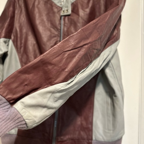 Vintage Mens Sz:M Indian Run Gray & Maroon Leather Motorcycle Jacket. Full Zip. - Picture 10 of 15